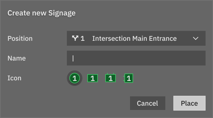 New sign dialog box